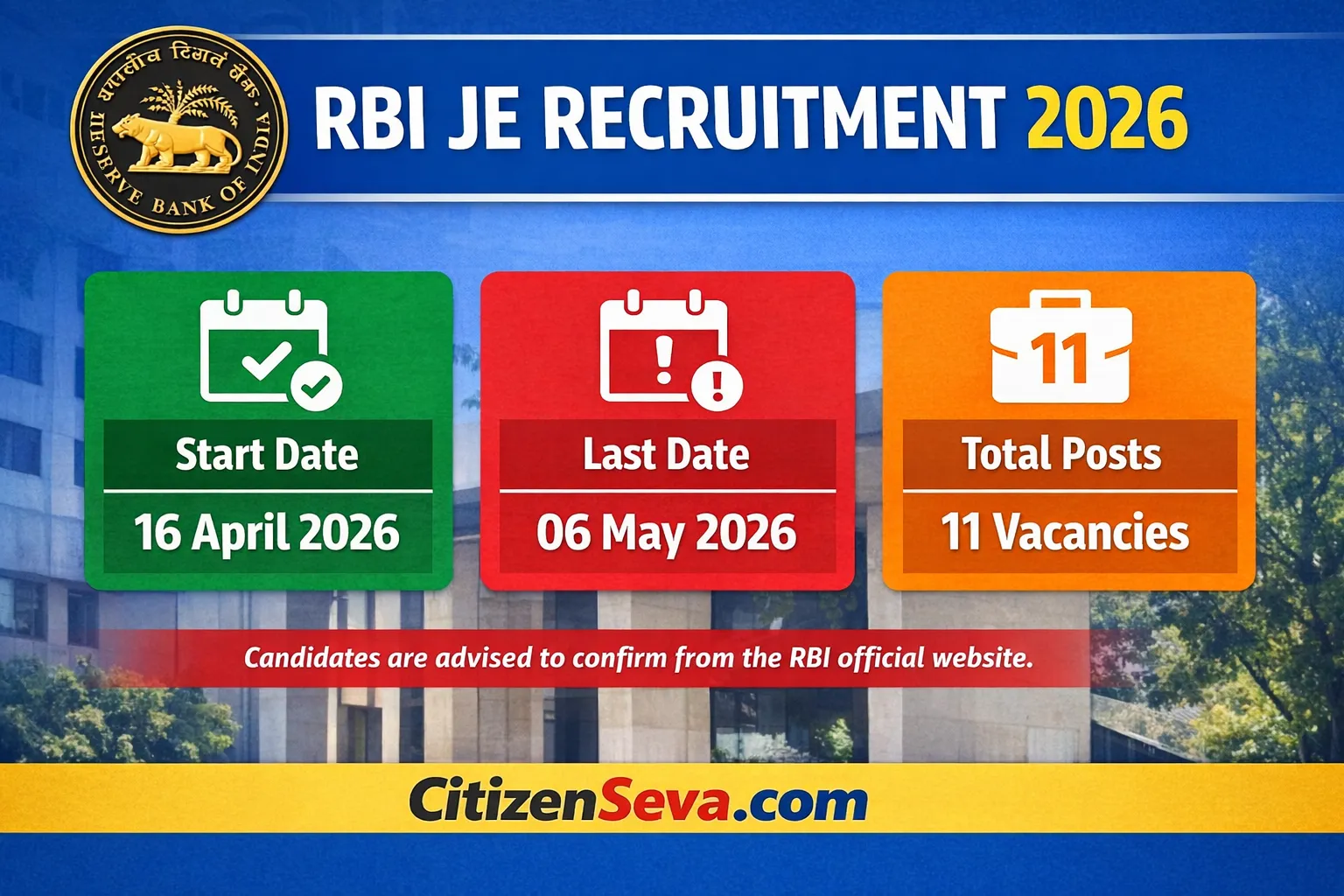 RBI JE Junior Engineer Recruitment 2026