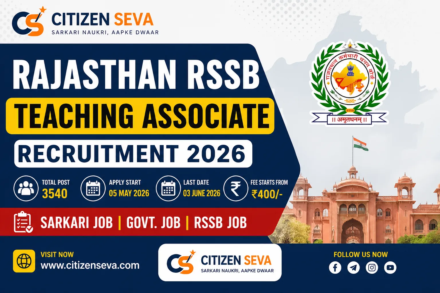 Rajasthan RSSB Teaching Associate Recruitment 2026