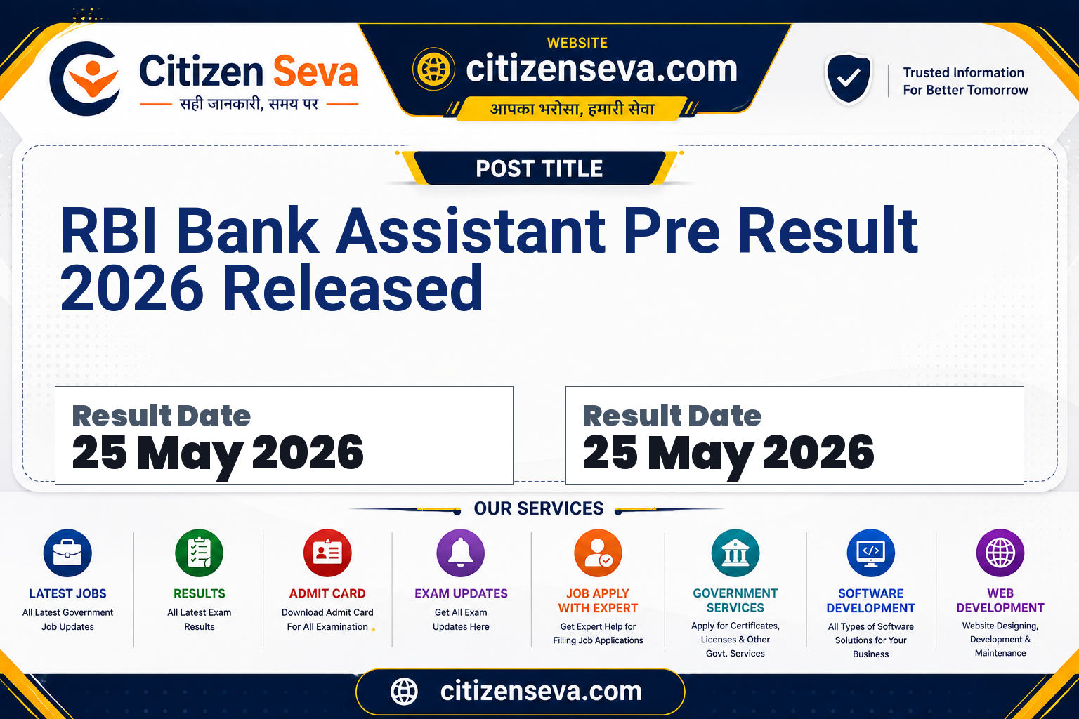 RBI Bank Assistant Pre Result 2026