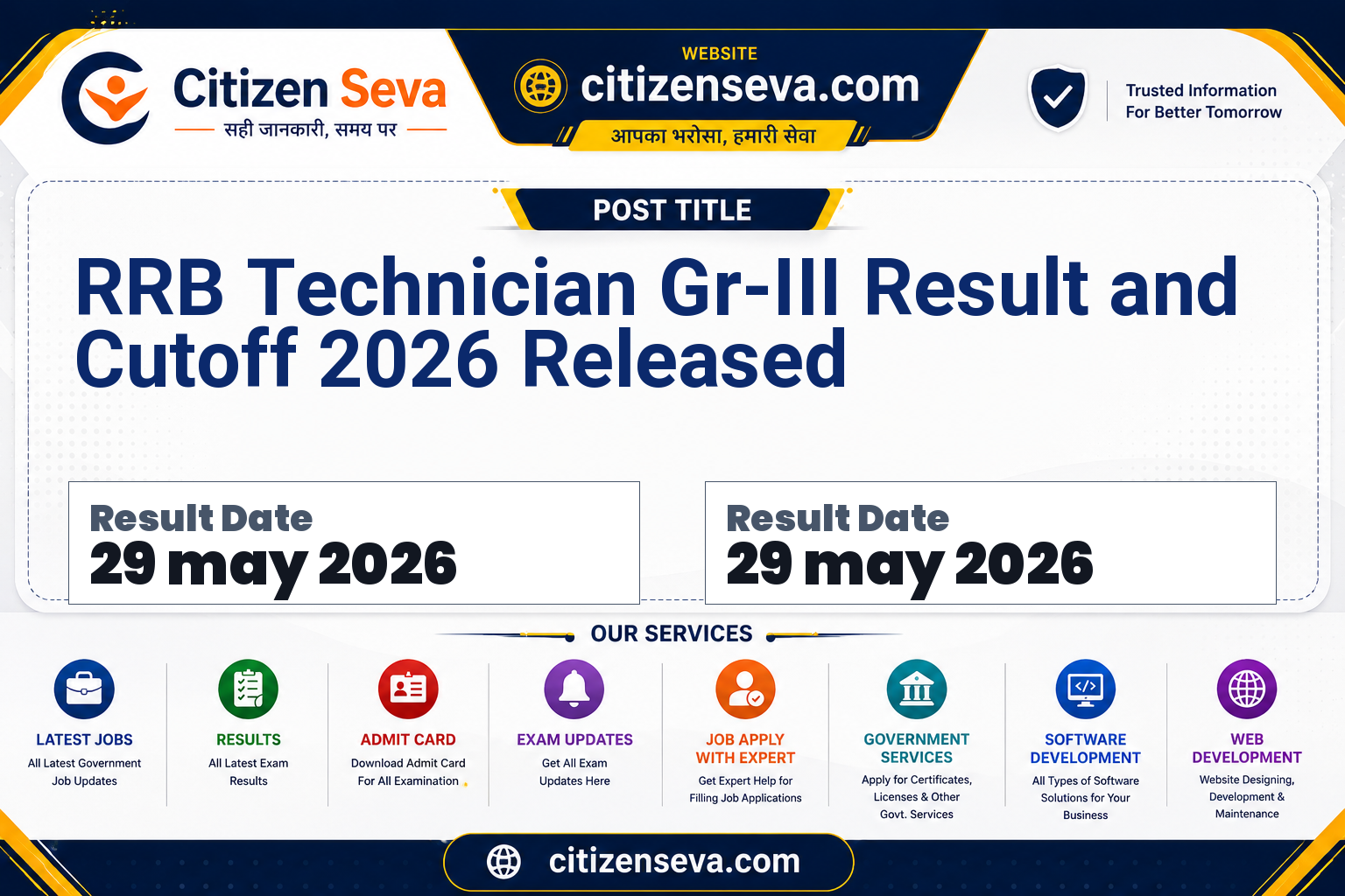 RRB Technician Gr-III Result and Cutoff 2026 Released