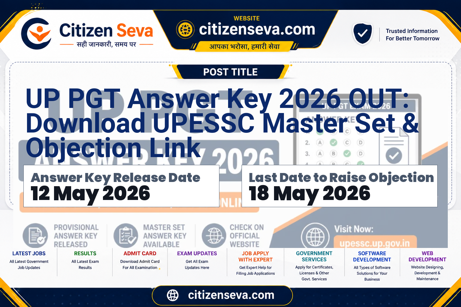 UP PGT Answer Key 2026
