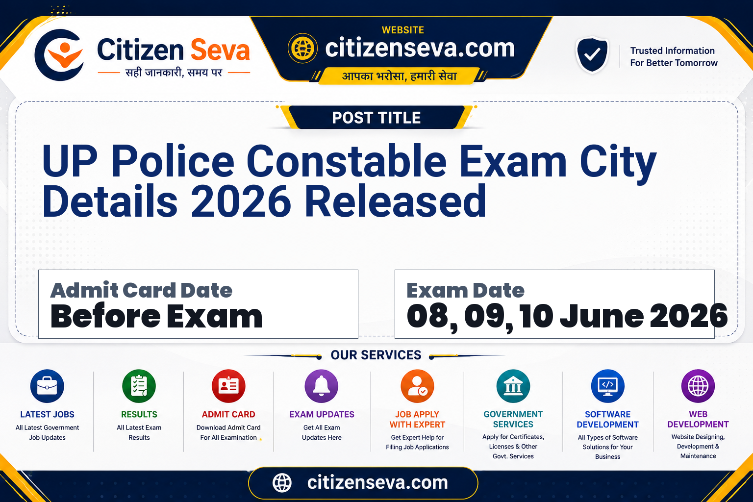 UP Police Constable Exam City Details 2026
