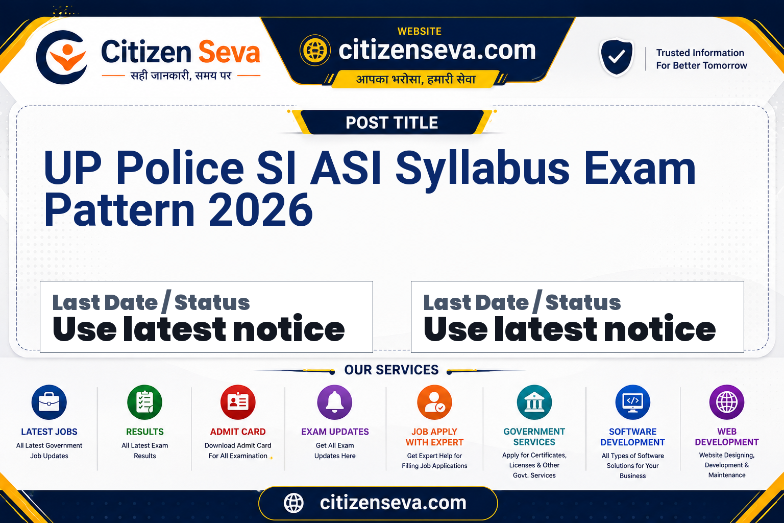 UP Police SI ASI Syllabus Exam Pattern 2026