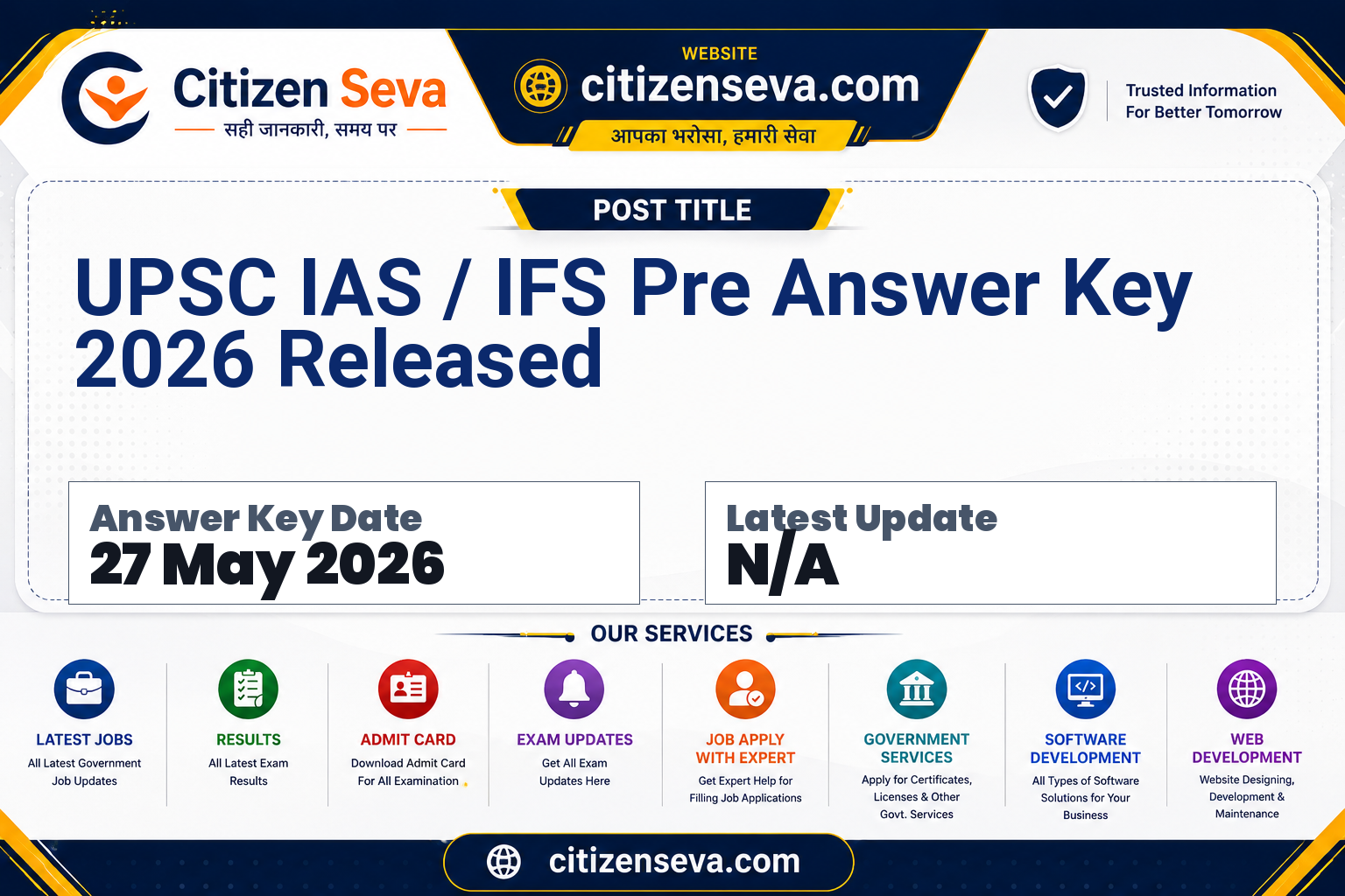 UPSC IAS / IFS Pre Answer Key 2026