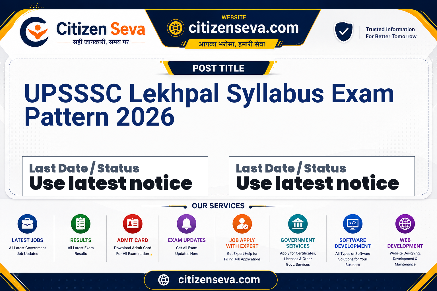 UPSSSC Lekhpal Syllabus Exam Pattern 2026