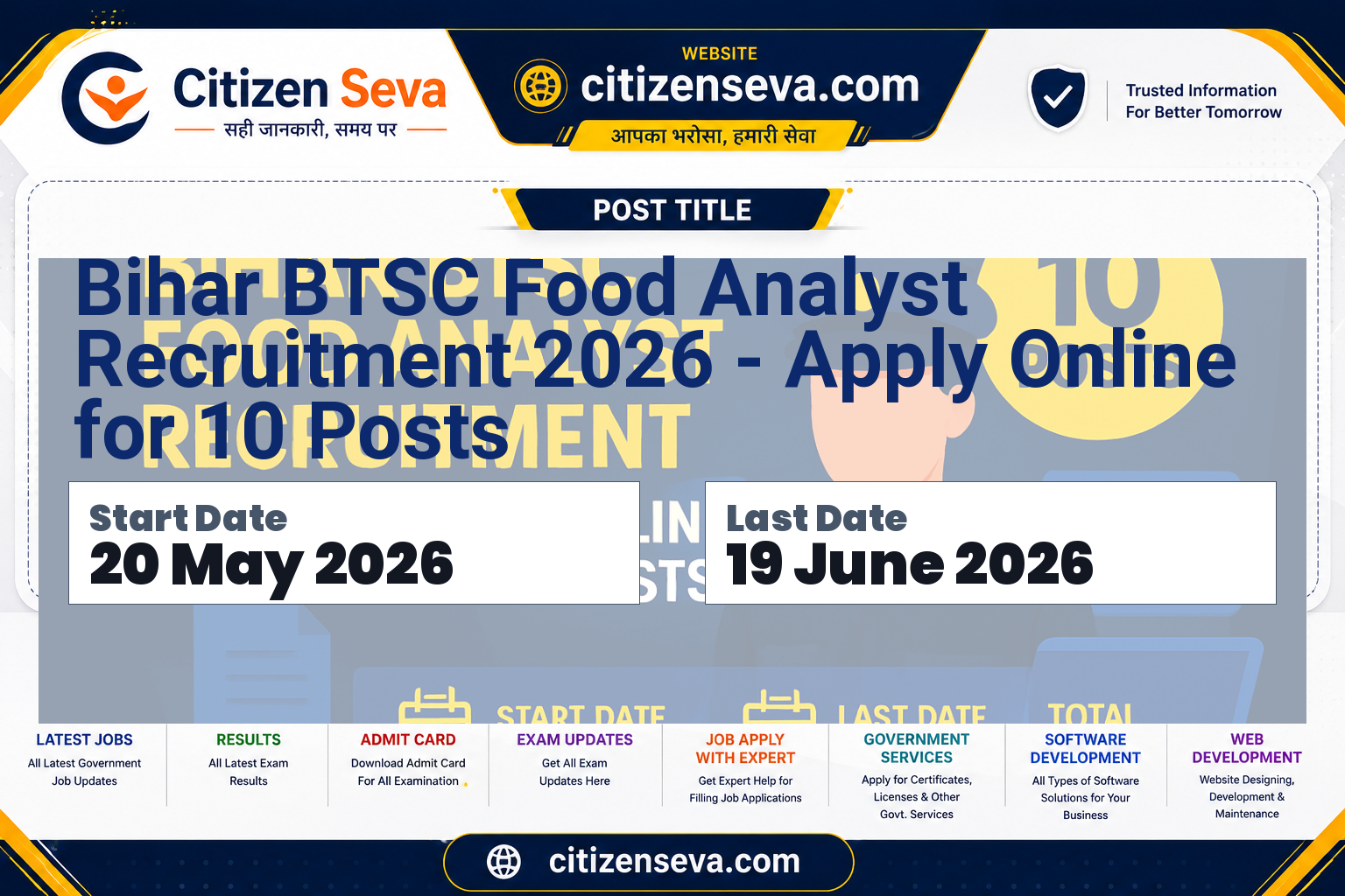 Bihar BTSC Food Analyst Recruitment 2026