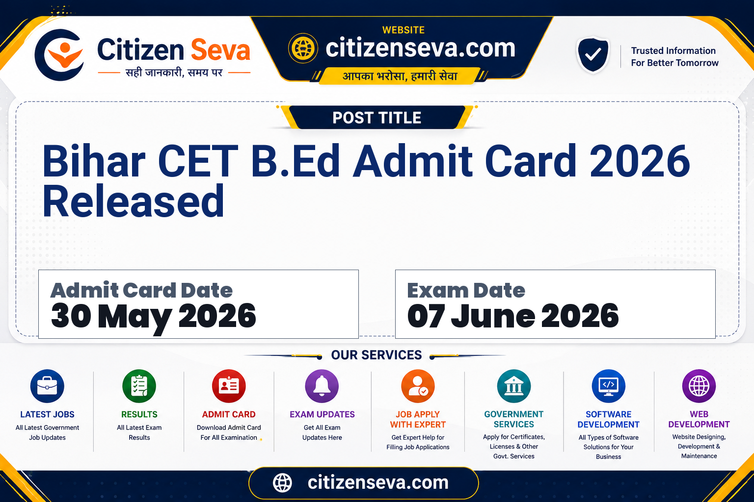 Bihar CET B.Ed Admit Card 2026