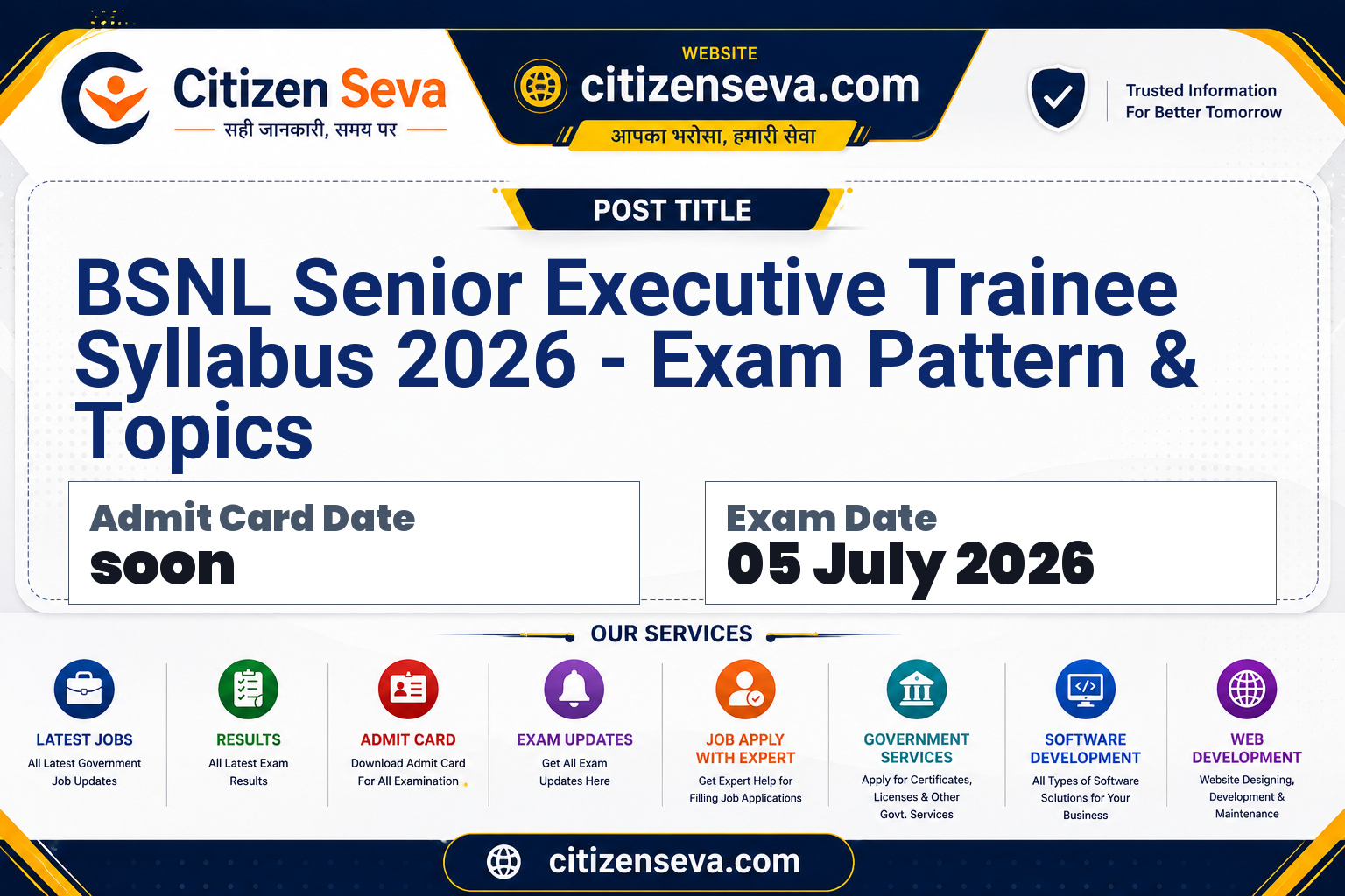 BSNL Senior Executive Trainee Syllabus 2026
