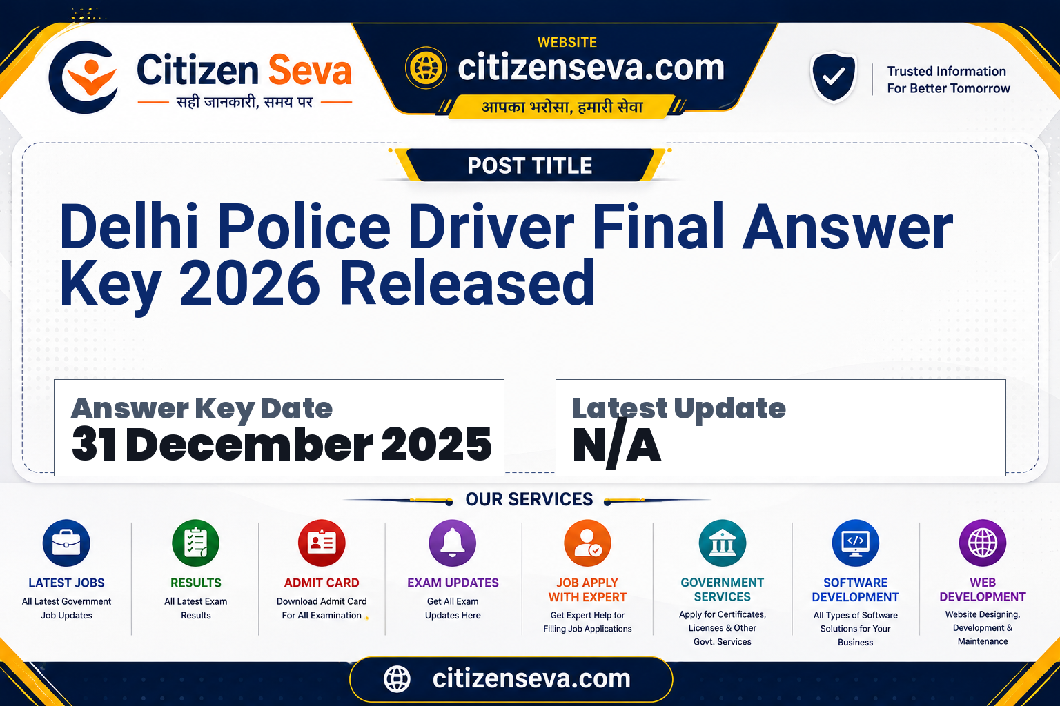 Delhi Police Driver Final Answer Key 2026