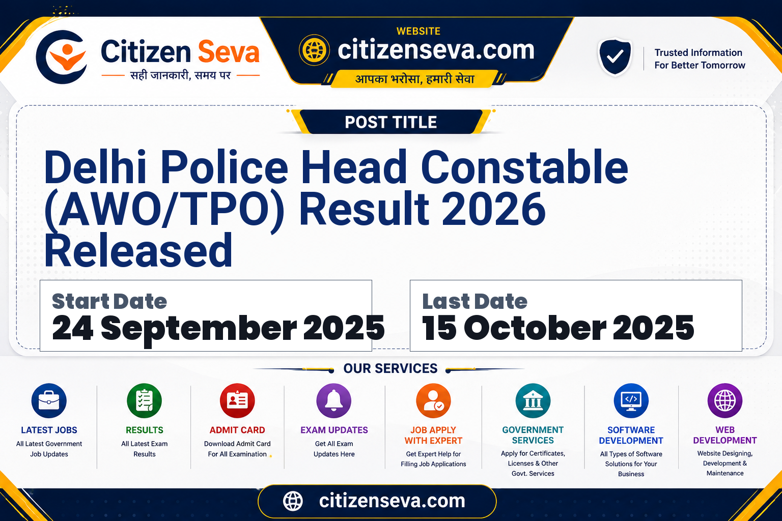 Delhi Police HC AWO TPO Result 2026