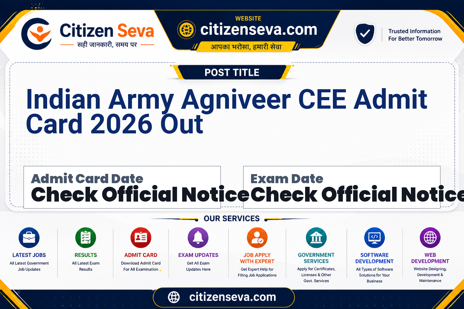 Indian Army Agniveer CEE Admit Card 2026 Out
