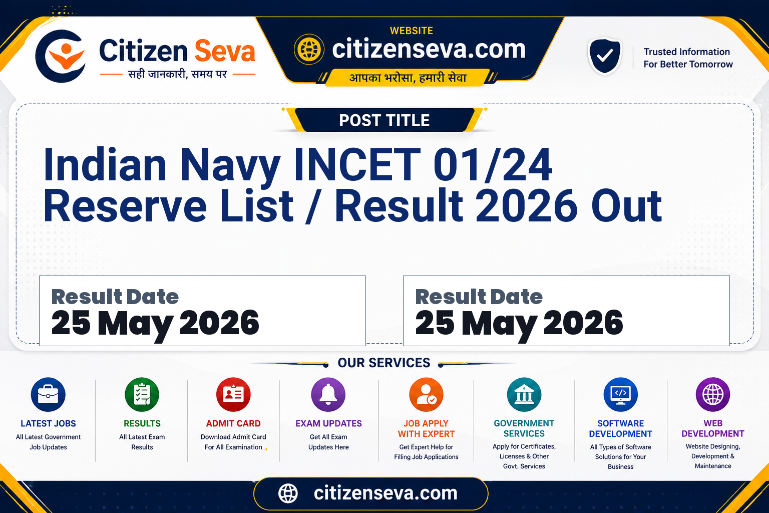 Indian Navy INCET 01/24 Result 2026