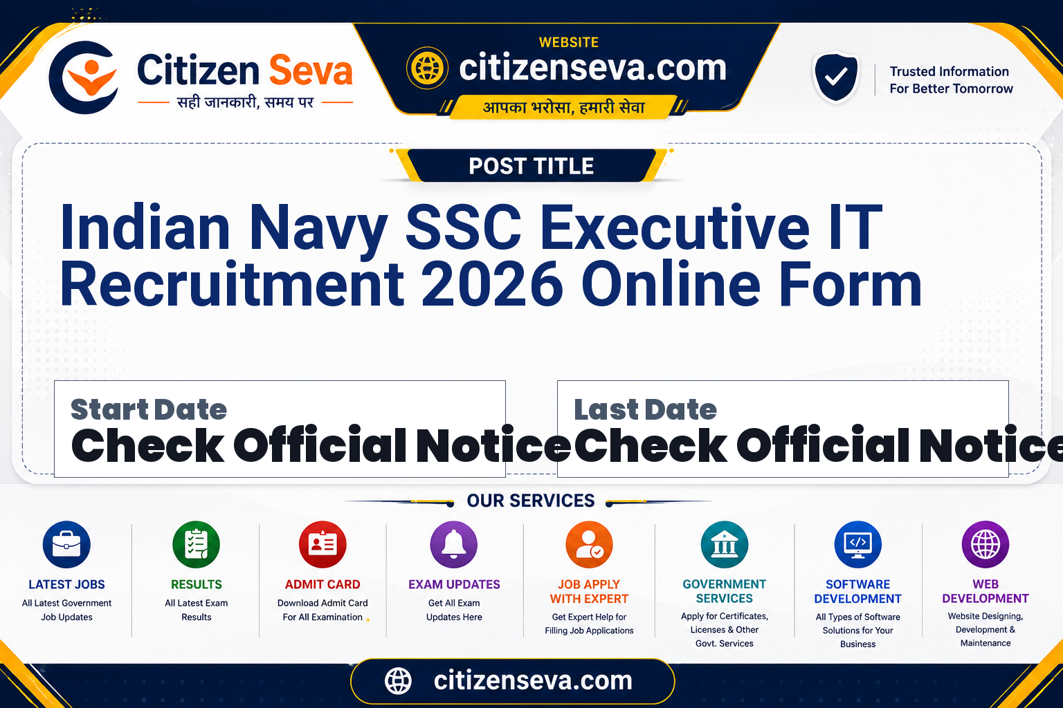 Indian Navy SSC Executive IT Recruitment 2026