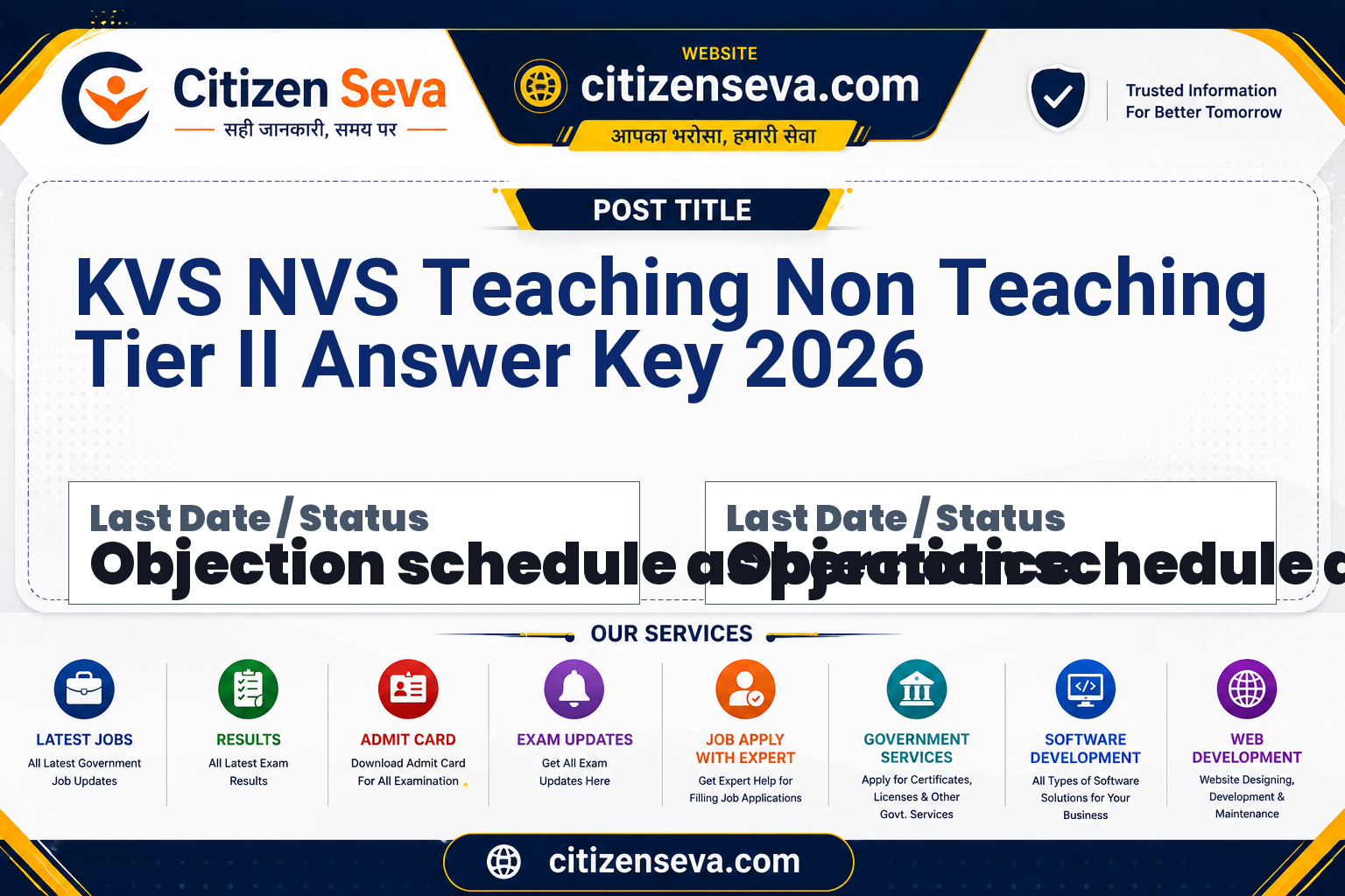 KVS NVS Teaching Non Teaching Tier II Answer Key 2026