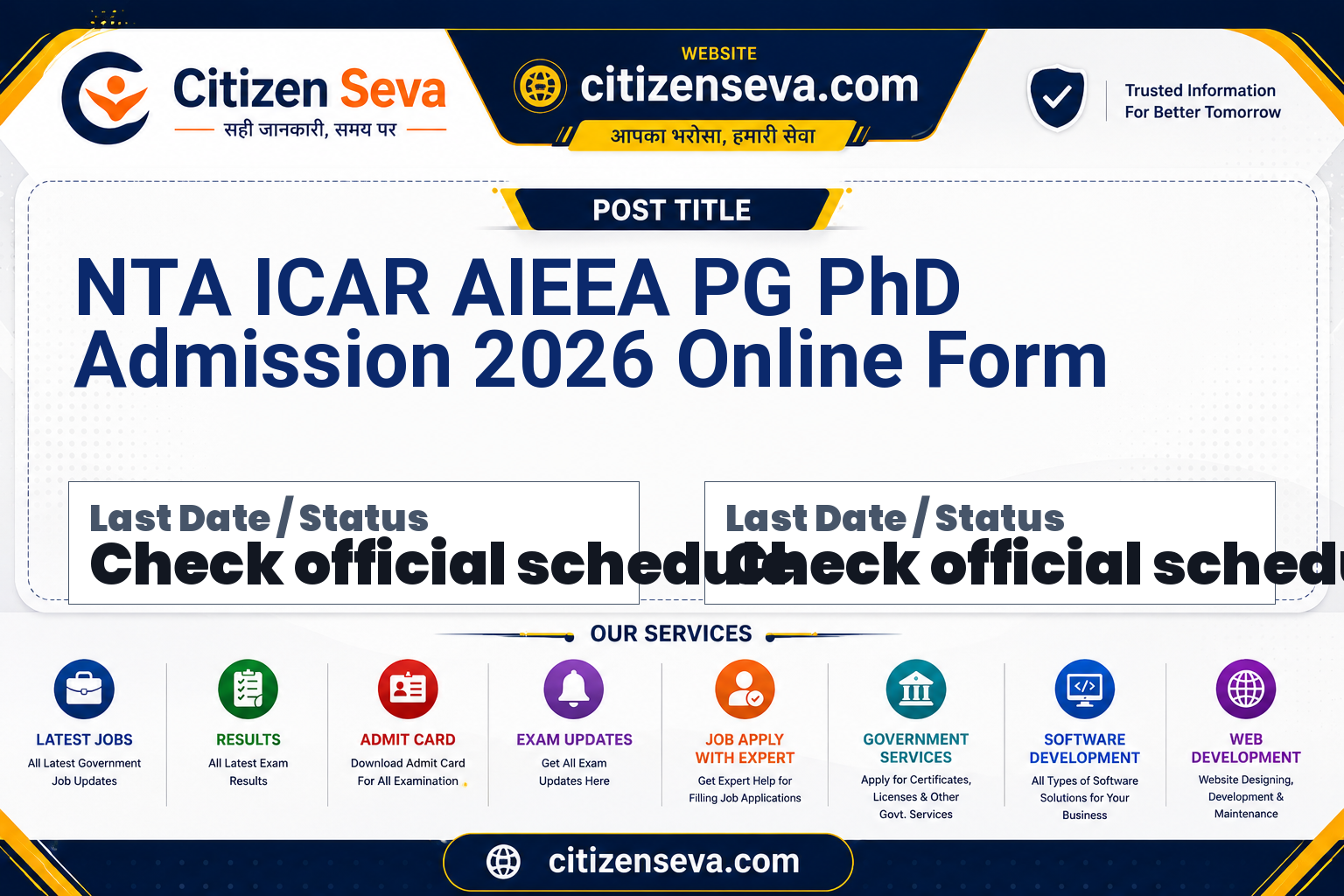 NTA ICAR AIEEA PG PhD Admission 2026 Online Form